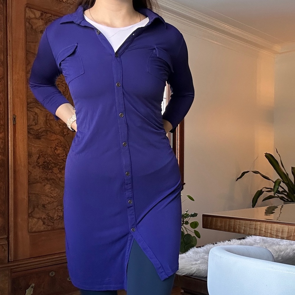 Chic Purple Button-Down Dress